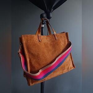 PARKER THATCH MIMI SUEDE CARAMEL Tote Bag, Crossbody Bag,